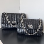 Balenciaga Monaco Large Chain Bag Quilted in Black