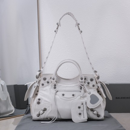 Balenciaga Neo Cagole City Handbag in White