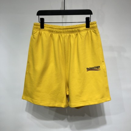 Balenciaga Men's Political Campaign Sweat Shorts in Yellow