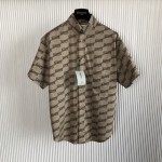 Balenciaga Men's Bb Monogram Short Sleeve Shirt Large Fit in Beige