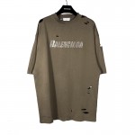 Balenciaga Caps Destroyed Flatground T-shirt Brown