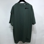 Balenciaga Caps Destroyed Flatground T-shirt Green