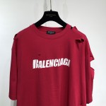 Balenciaga Caps Destroyed Flatground T-shirt Red