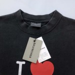 I Love Paris & Balenciaga T-shirt Medium Fit in Black Faded