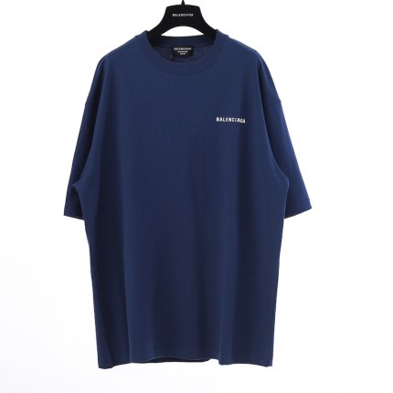 Balenciaga Logo Medium Fit T-shirt in Navy