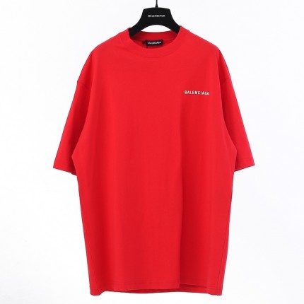 Balenciaga Logo Medium Fit T-shirt in Red