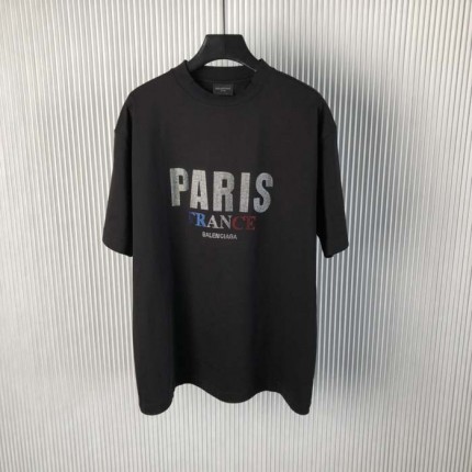 Balenciaga Paris Strass T-shirt Oversized in Black