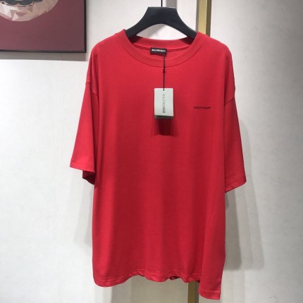 Balenciaga Oversized Small Logo T-shirt Red