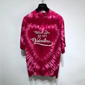 Balenciaga Valentine's Day 22 Tie-dye Rib Triangle T-shirt Oversized in Red