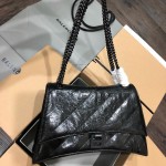 Balenciaga Women's Crush Medium Chain Bag Quilted in Black