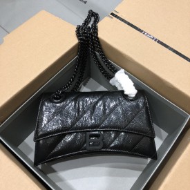 Balenciaga Women's Crush Small Chain Bag Quilted in Black