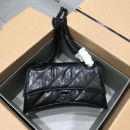 Balenciaga Women's Crush Small Chain Bag Quilted in Black