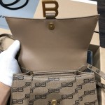 Balenciaga Women's Hourglass Small Handbag BB Monogram Coated Canvas in Beige