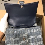 Balenciaga Women's Hourglass Small Handbag BB Monogram Coated Canvas in Blue