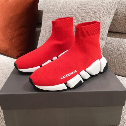 Balenciaga Speed Clear Sole Sneakers Red