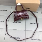 Balenciaga Women's Hourglass Xs Handbag in Dark Red 