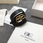 Balenciaga Women BB Thin Belt Black / Gold