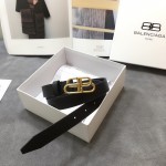 Balenciaga Women BB Thin Belt Black / Gold