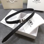 Balenciaga Women BB Thin Belt Black / Silver