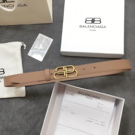 Balenciaga Women BB Thin Belt Tan / Gold