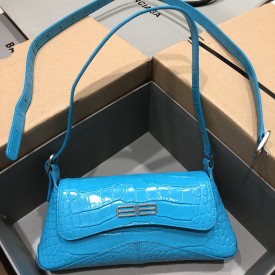 Balenciaga Women's Xx Small Flap Bag Crocodile Embossed in Blue