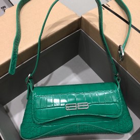 Balenciaga Women's Xx Small Flap Bag Crocodile Embossed in Green