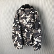 Balenciaga Men's Camo Ski Parka in Grey