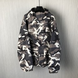 Balenciaga Men's Camo Ski Parka in Grey