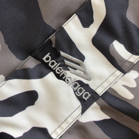 Balenciaga Men's Camo Ski Parka in Grey