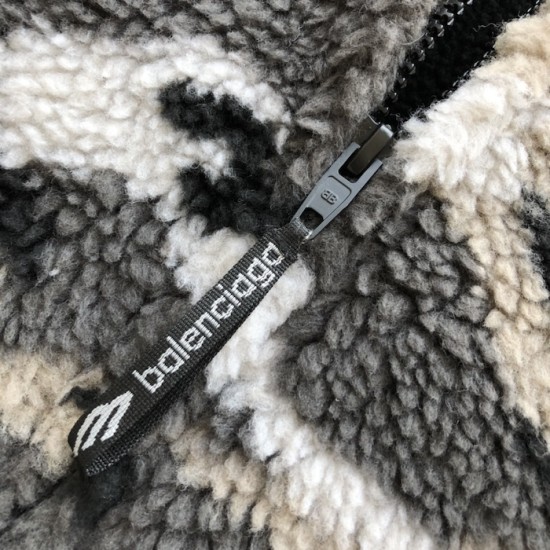 Balenciaga Camouflage Teddy Hooded Jacket