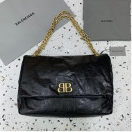 Balenciaga Monaco Large Chain Bag in Black