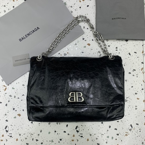 Balenciaga Monaco Large Chain Bag in Black