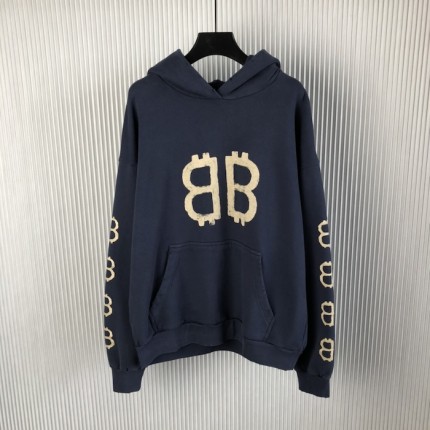 Balenciaga Crypto Hoodie Medium Fit in Blue