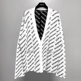 Balenciaga Mini Allover Logo Cardigan in White