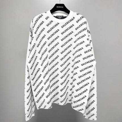 Balenciaga Mini Allover Logo Sweater in White