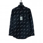 Balencaiga Allover Balenciaga logos Cotton Shirt Black