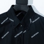 Balencaiga Allover Balenciaga logos Cotton Shirt Black