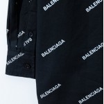 Balencaiga Allover Balenciaga logos Cotton Shirt Black