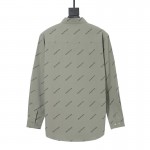 Balencaiga Allover Balenciaga logos Cotton Shirt Green