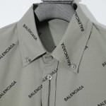 Balencaiga Allover Balenciaga logos Cotton Shirt Green