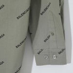 Balencaiga Allover Balenciaga logos Cotton Shirt Green