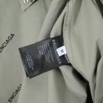 Balencaiga Allover Balenciaga logos Cotton Shirt Green