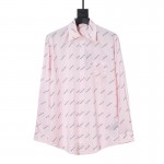 Balencaiga Allover Balenciaga logos Cotton Shirt Pink