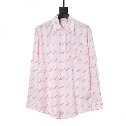 Balencaiga Allover Balenciaga logos Cotton Shirt Pink