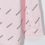 Balencaiga Allover Balenciaga logos Cotton Shirt Pink