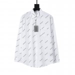 Balencaiga Allover Balenciaga logos Cotton Shirt White