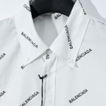 Balencaiga Allover Balenciaga logos Cotton Shirt White