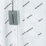 Balencaiga Allover Balenciaga logos Cotton Shirt White