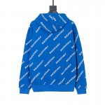 Balencaiga Allover Balenciaga logos Hoodie Blue