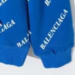 Balencaiga Allover Balenciaga logos Hoodie Blue